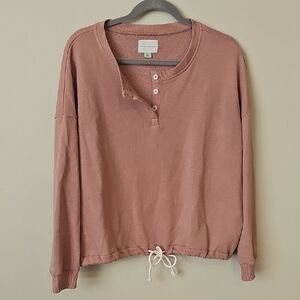 American Eagle Outfitters Pink Henley Sweatshirt